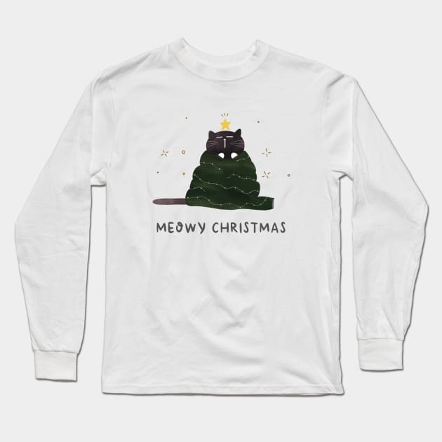 Catmas tree Long Sleeve T-Shirt by Moonaries illo